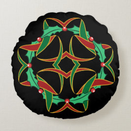 Celtic Christmas Holly Wreath Rundes Kissen