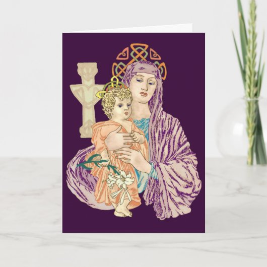 Celtic Christmas Madonna Feiertagskarte (Vorderseite)