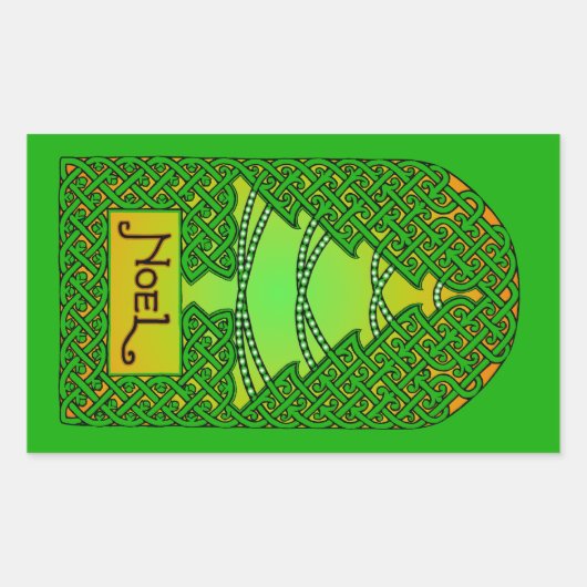 Celtic Christmas Tree - Green Rechteckiger Aufkleber (Vorderseite)