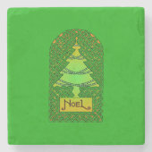 Celtic Christmas Tree - Green Steinuntersetzer (Vorderseite)