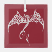 Celtic Christmas Tribal Dragon Red White Ornament Aus Glas (Vorderseite)