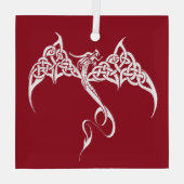 Celtic Christmas Tribal Dragon Red White Ornament Aus Glas (Rückseite)