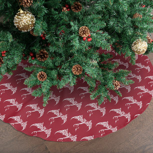 Celtic Christmas Tribal Dragon Red White Polyester Weihnachtsbaumdecke