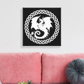 Celtic Circle Dragon Schwarz-weiß Leinwanddruck (Insitu (Wohnzimmer))