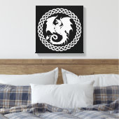 Celtic Circle Dragon Schwarz-weiß Leinwanddruck (Insitu (Schlafzimmer))