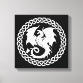Celtic Circle Dragon Schwarz-weiß Leinwanddruck (Vorderseite)