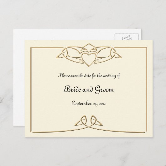 Celtic Claddagh Save the Date Postkarten (Vorne/Hinten)