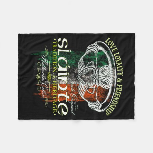 Celtic Claddagh Slainte Nge Irish Flag St. Patrick Fleecedecke (Vorderseite (Horizontal))
