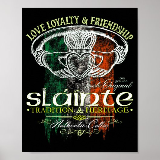 Celtic Claddagh Slainte Nge Irish Flag St. Patrick Poster (Vorne)