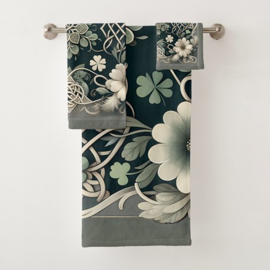 Celtic Clover Floral Charm Badhandtuch Set (Insitu)