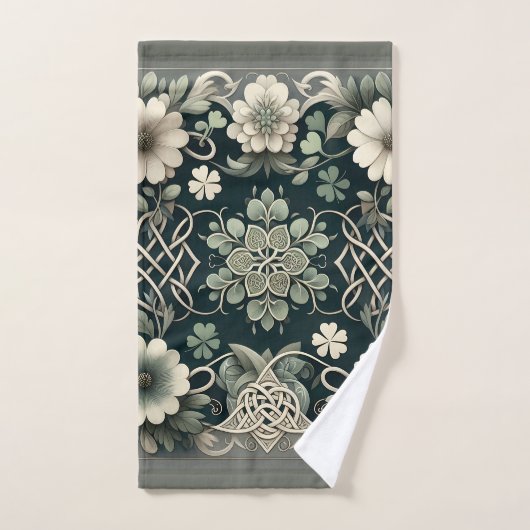 Celtic Clover Floral Charm Badhandtuch Set (Handtuch)