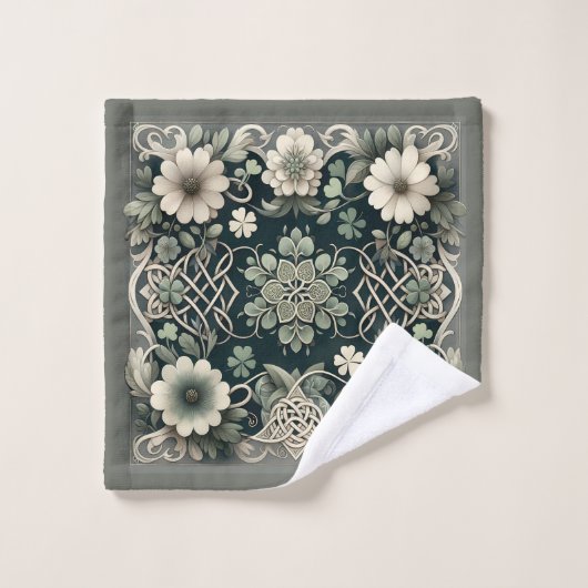Celtic Clover Floral Charm Badhandtuch Set (Waschlappen)