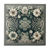 Celtic Clover Floral Charm Fliese (Vorderseite)