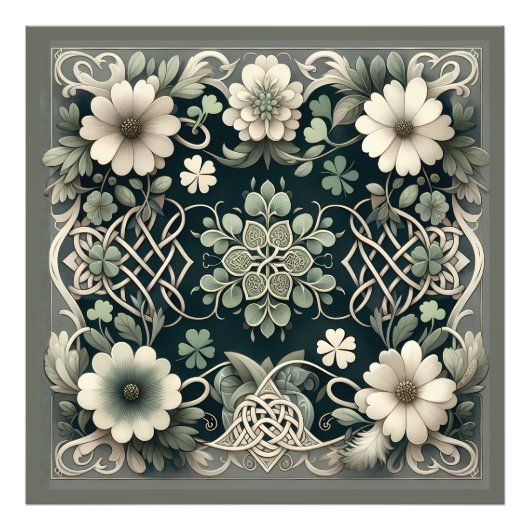 Celtic Clover Floral Charm Fotodruck (Vorne)
