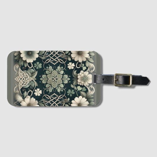 Celtic Clover Floral Charm Gepäckanhänger (Vorderseite (Horizontal))