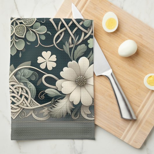 Celtic Clover Floral Charm Geschirrtuch (Viertel Falte)