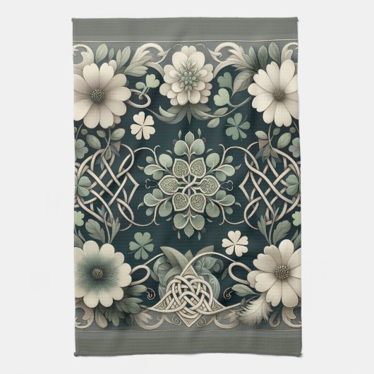 Celtic Clover Floral Charm Geschirrtuch (Vertikal)