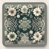 Celtic Clover Floral Charm Getränkeuntersetzer (Vorderseite)