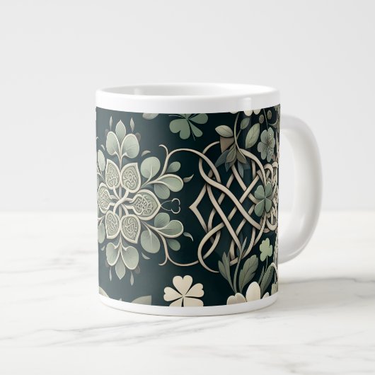 Celtic Clover Floral Charm Jumbo-Tasse (Vorderseite Rechts)