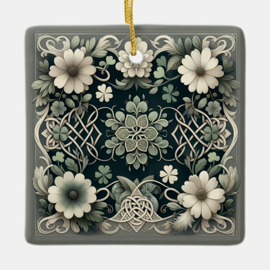 Celtic Clover Floral Charm Keramikornament (Vorderseite)