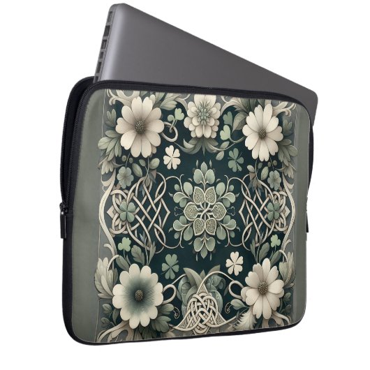 Celtic Clover Floral Charm Laptopschutzhülle (Vorne Rechts)