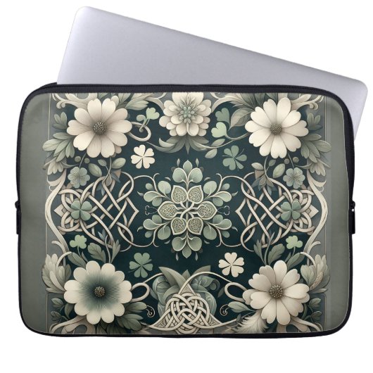 Celtic Clover Floral Charm Laptopschutzhülle (Vorderseite)