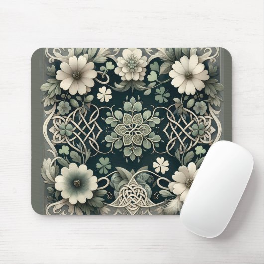 Celtic Clover Floral Charm Mousepad (Mit Mouse)