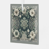 Celtic Clover Floral Charm Ornament Aus Glas (Vorderseite links)