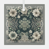 Celtic Clover Floral Charm Ornament Aus Glas (Vorderseite)