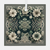 Celtic Clover Floral Charm Ornament Aus Glas (Rückseite)