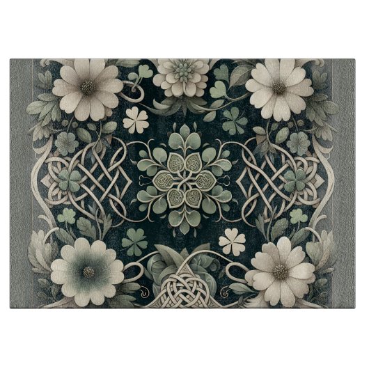Celtic Clover Floral Charm Schneidebrett (Vorderseite)