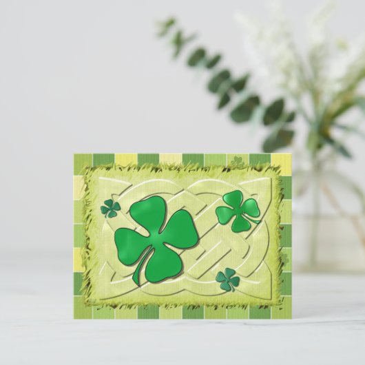 Celtic Clover Irish 3D Postkarte (Stehend Vorderseite)