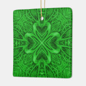 Celtic Clover Vintages grünes Fraktal Kaleidoskop Keramikornament (Links)