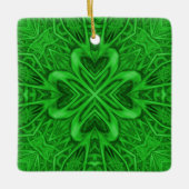 Celtic Clover Vintages grünes Fraktal Kaleidoskop Keramikornament (Vorderseite)
