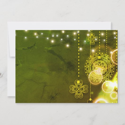 Celtic Clovers and String Lights Wedding Einladung (Rückseite)
