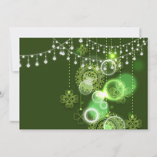 Celtic Clovers Green and White Irish Wedding Einladung (Rückseite)