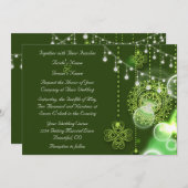 Celtic Clovers Green and White Irish Wedding Einladung (Vorne/Hinten)