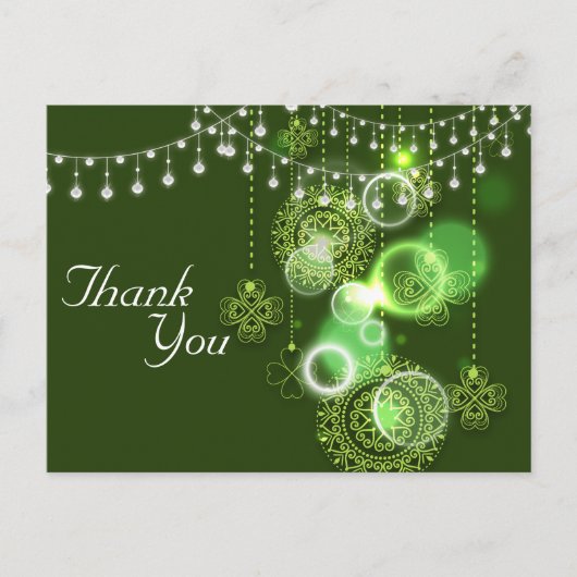 Celtic Clovers Green und White Irish Danke Postkarte (Vorderseite)