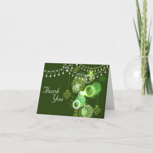 Celtic Clovers Green White Irish Danke Card (Vorderseite)