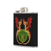 Celtic Crescent Moon and Dragons Flachmann (Links)