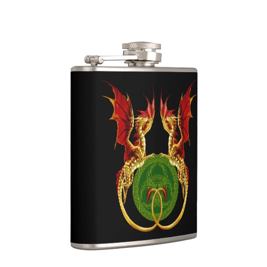 Celtic Crescent Moon and Dragons Flachmann (Rechts)