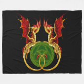 Celtic Crescent Moon and Dragons Fleecedecke (Vorderseite (Horizontal))