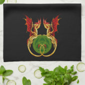 Celtic Crescent Moon and Dragons Geschirrtuch (Gefaltet)