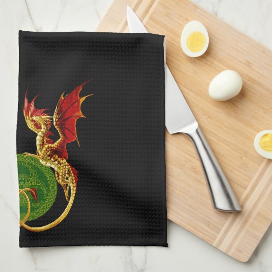 Celtic Crescent Moon and Dragons Geschirrtuch (Viertel Falte)