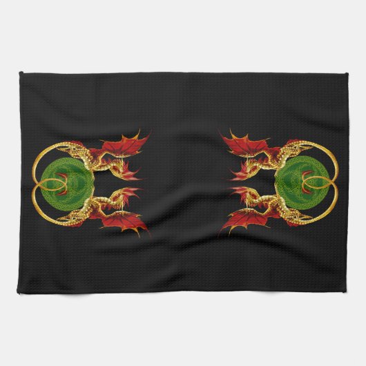 Celtic Crescent Moon and Dragons Geschirrtuch (Horizontal)