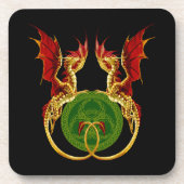 Celtic Crescent Moon and Dragons Getränkeuntersetzer (Vorderseite)