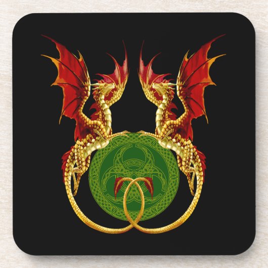 Celtic Crescent Moon and Dragons Getränkeuntersetzer (Vorderseite)