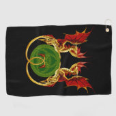 Celtic Crescent Moon and Dragons Golfhandtuch (Horizontal)