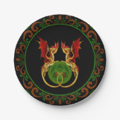 Celtic Crescent Moon and Dragons Pappteller (Vorderseite)