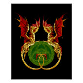 Celtic Crescent Moon and Dragons Poster (Vorderseite)